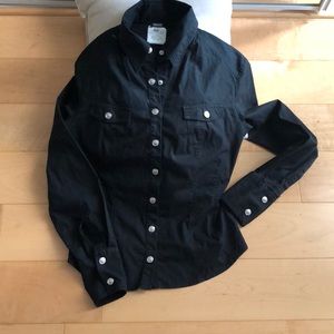 Black Versace snap button down shirt.